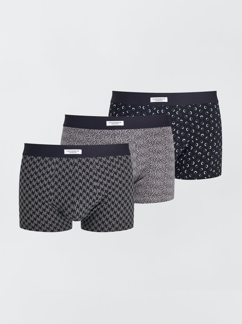 Lot 3 boxers stretch Noir /gris - Kiabi