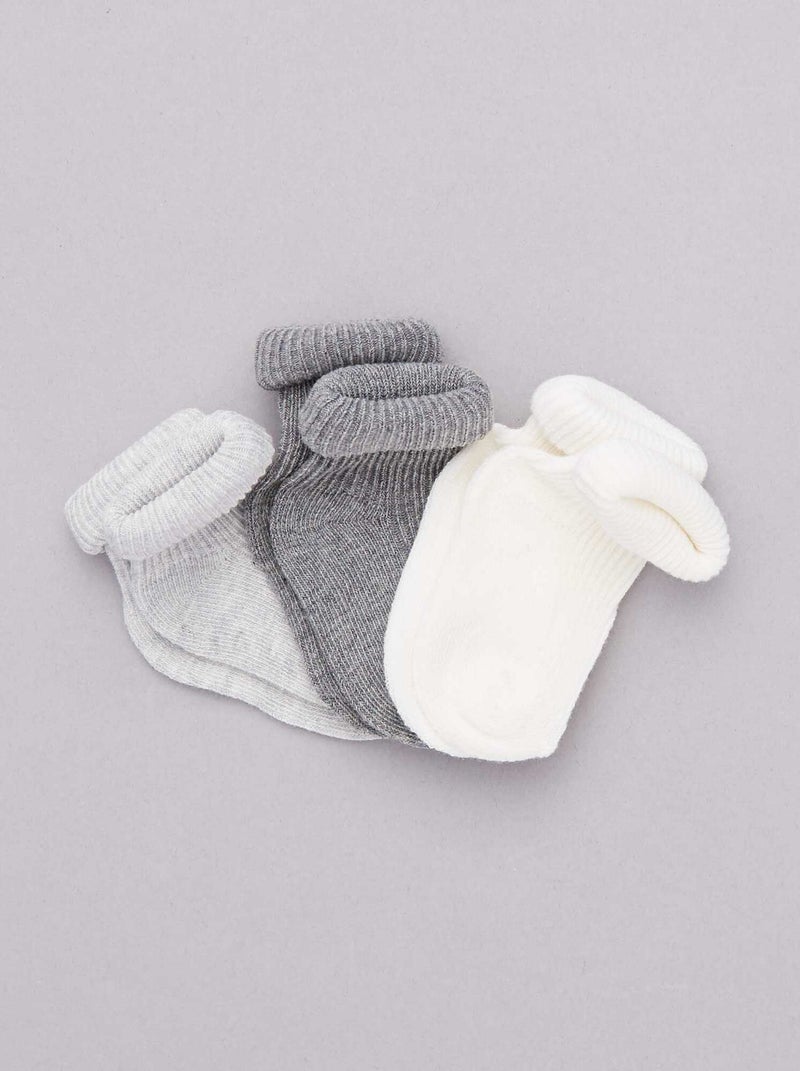Lot 3 paires de chaussettes blanc/gris - Kiabi
