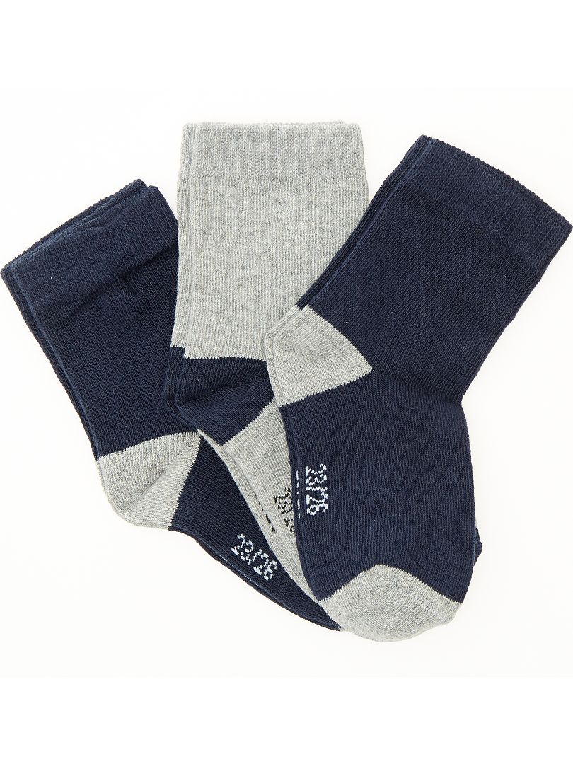 Lot 3 paires de chaussettes bleu/gris - Kiabi