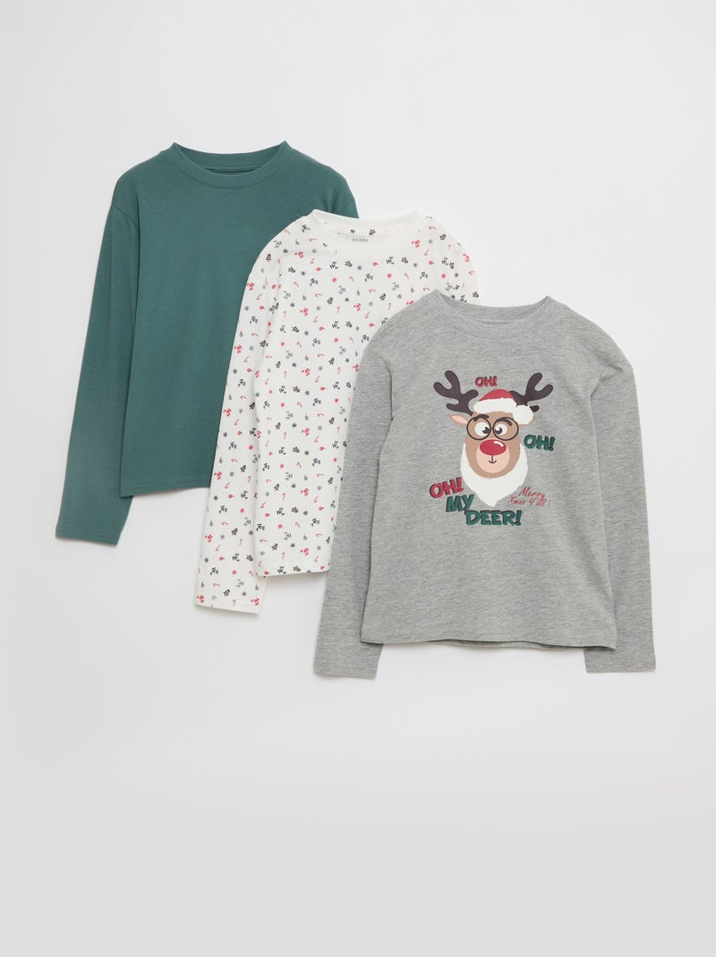 Lot 3 tee-shirts imprimés Gris - Kiabi