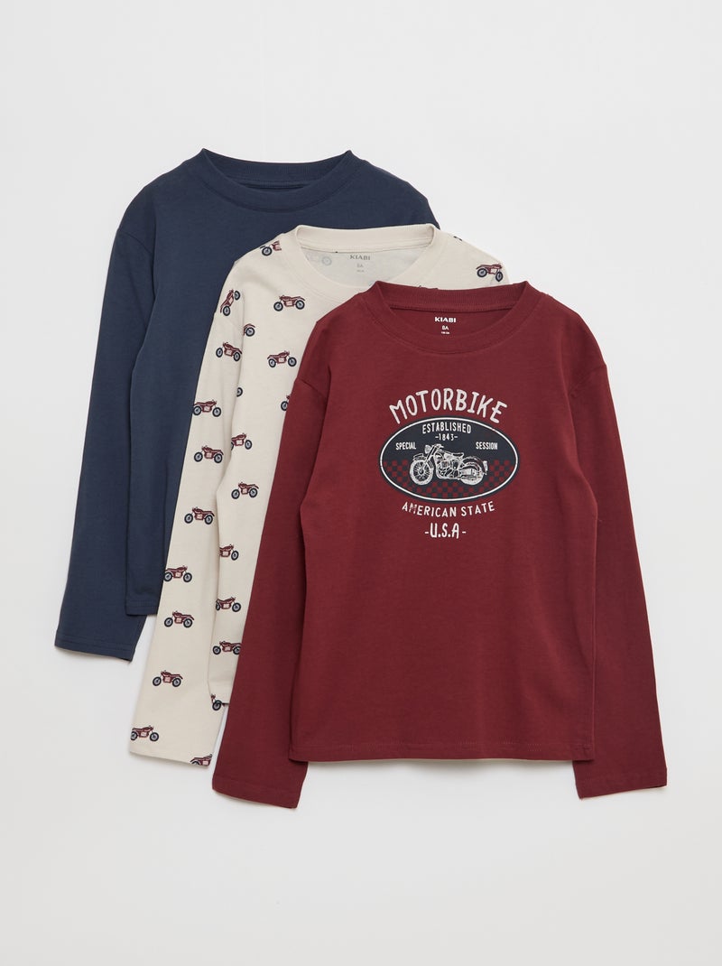 Lot 3 tee-shirts imprimés Rouge - Kiabi
