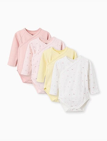 Lot 4 bodys croisés unis/à fleurs