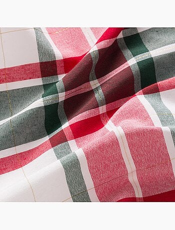 Lot 6 serviettes noël tartan tissées, fil doré, coton - gamusi.