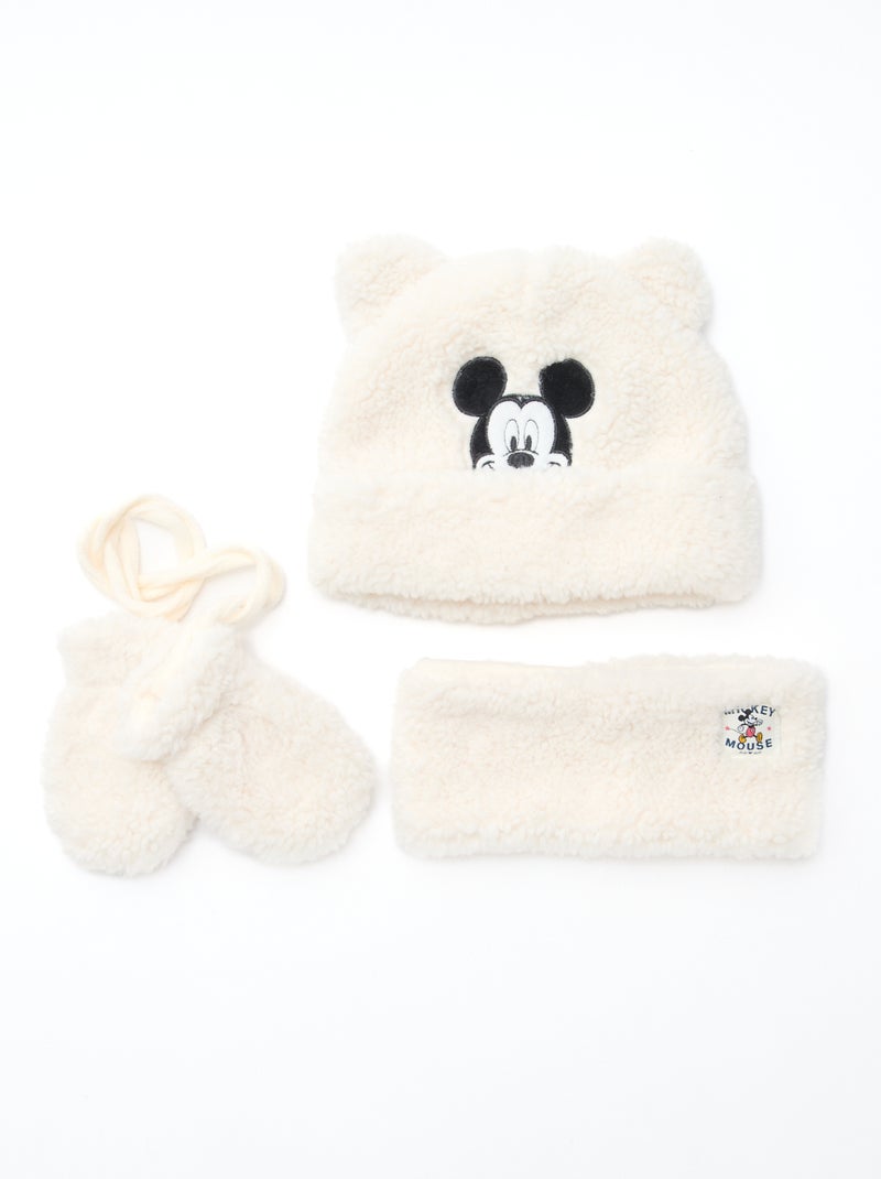 Lot bonnet + gant + snood 'Minnie' 'Disney' Beige - Kiabi