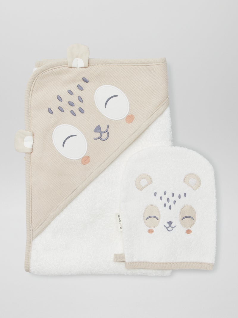 Lot cape de bain + gant - 2 pièces BEIGE - Kiabi