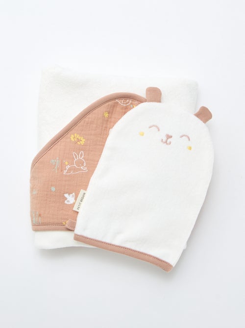Lot cape de bain + gant 'Petit Béguin' - Kiabi
