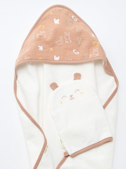 Lot cape de bain + gant 'Petit Béguin' - Kiabi