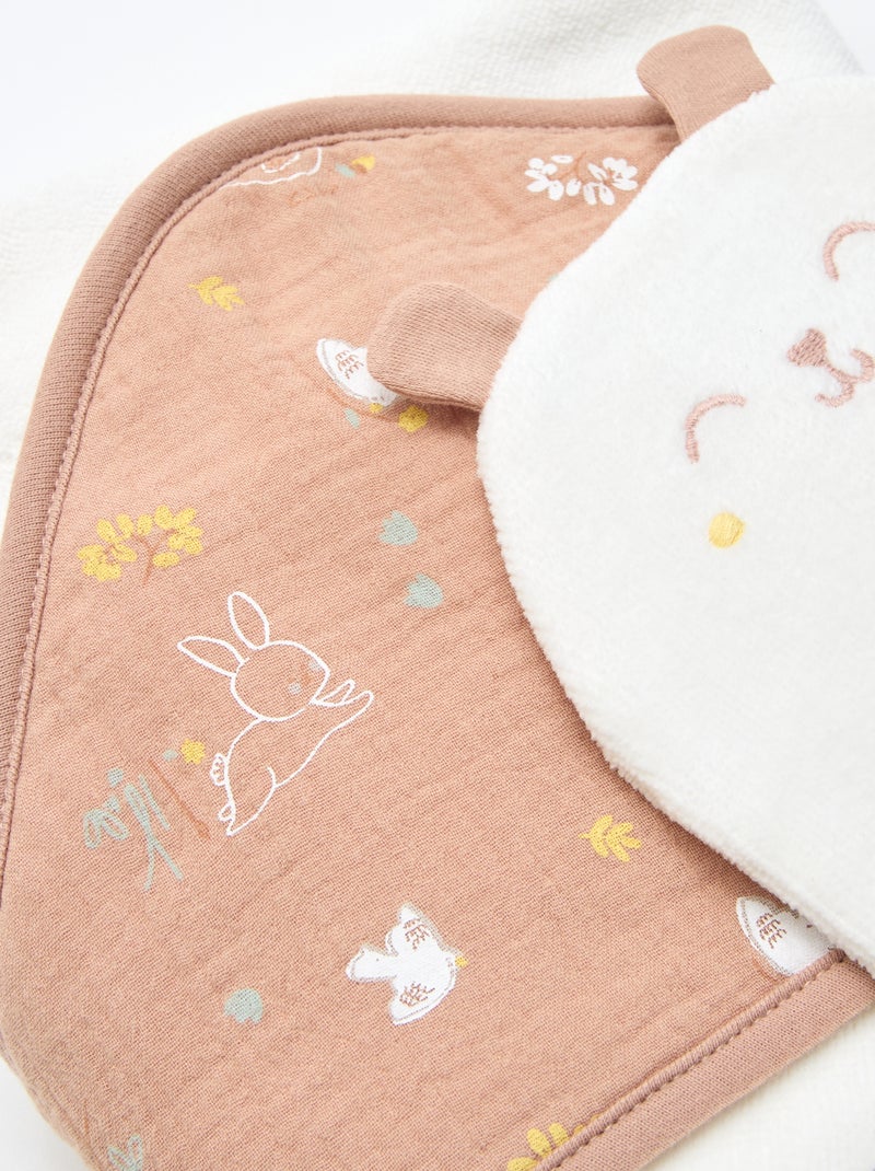 Lot cape de bain + gant 'Petit Béguin' Blanc - Kiabi