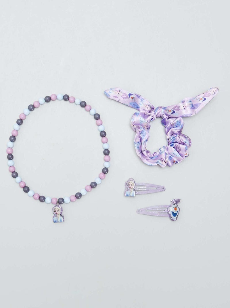 Lot chouchou, pinces et collier 'Reine des Neiges' bleu - Kiabi
