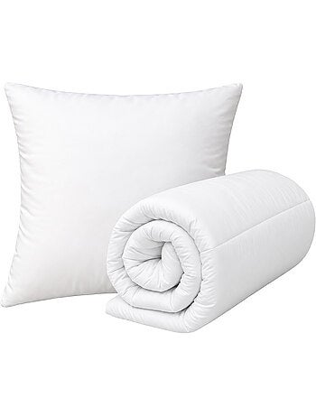 Lot couette chaude premium anti-acariens + 1 oreiller respirant