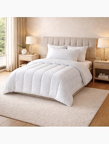 Lot couette chaude premium anti-acariens + 1 oreiller respirant