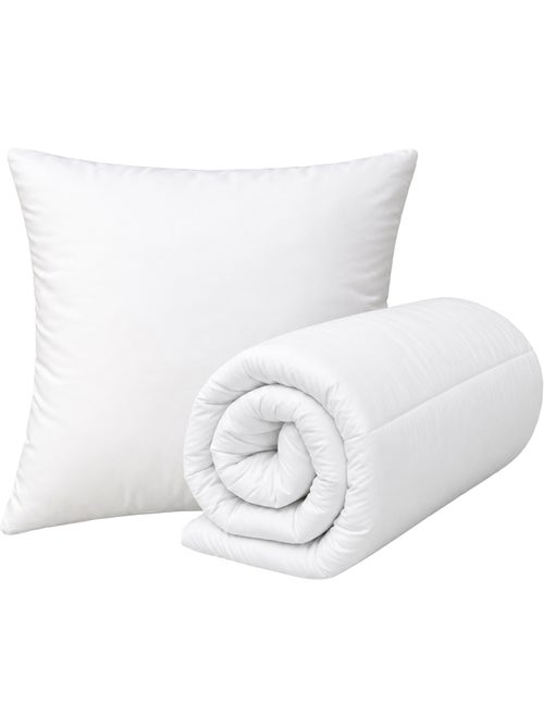 Lot couette chaude premium anti-acariens + 1 oreiller respirant - Kiabi Lot couette chaude premium anti-acariens + 1 oreiller respirant - Kiabi