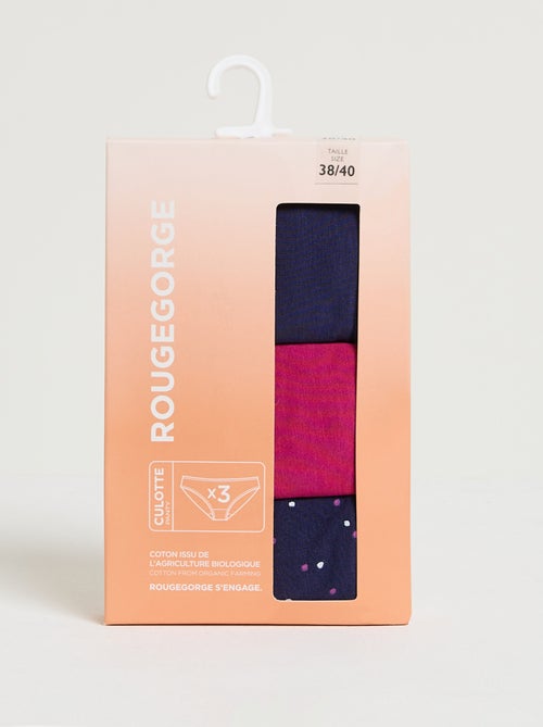 Lot culotte x3 coton bio geraldine - rougegorge lingerie - Kiabi Lot culotte x3 coton bio geraldine - rougegorge lingerie - Kiabi
