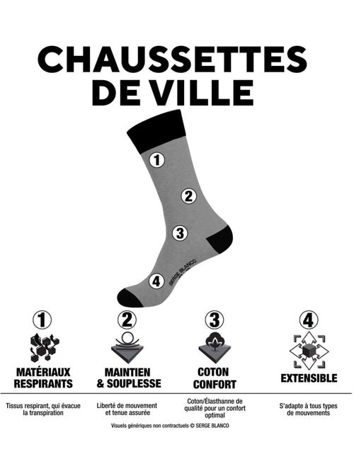 Lot de 10 paires de chaussettes de ville serge blanco serge blanco - Kiabi
