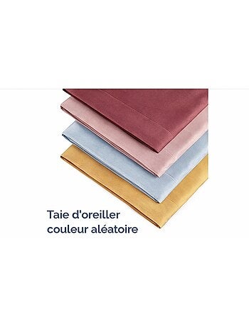 Lot de 10 taies d'oreiller coton 57 fils couleurs aléatoires promo linge