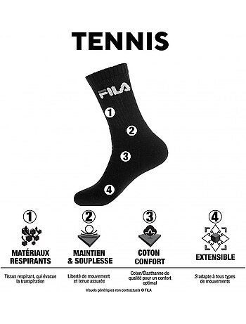 Lot de 12 paires de chaussettes tennis assorties fila
