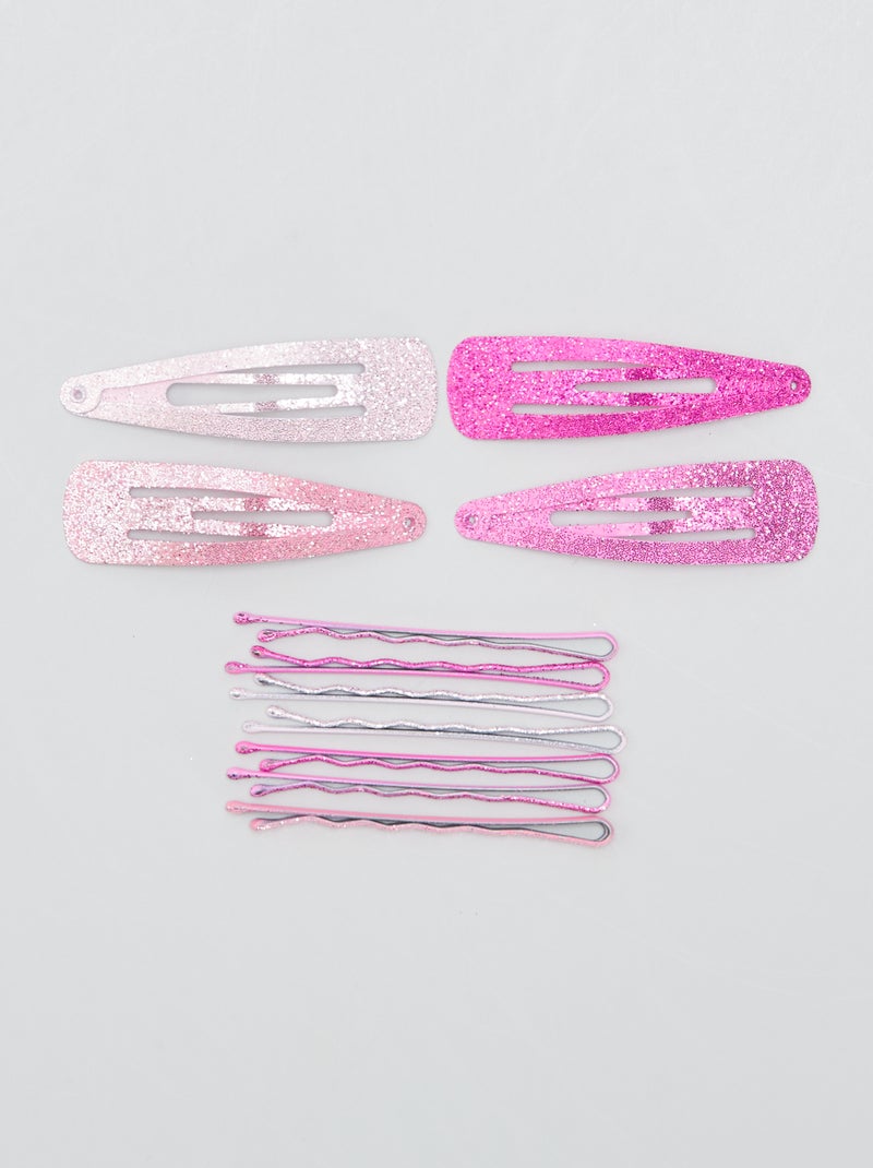 Lot de 12 pinces à cheveux pailletées Rose - Kiabi