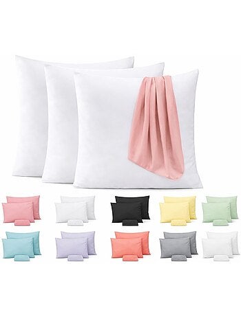 Lot de 12 taies d'oreiller coton 57 fils couleurs aléatoires promo linge