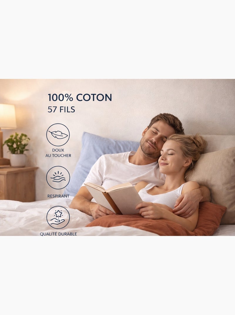 Lot de 12 taies d'oreiller coton 57 fils couleurs aléatoires promo linge Multicolore - Kiabi