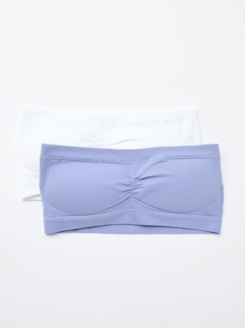 Lot de 2 bandeaux rib sans coutures Bleu/blanc - Kiabi