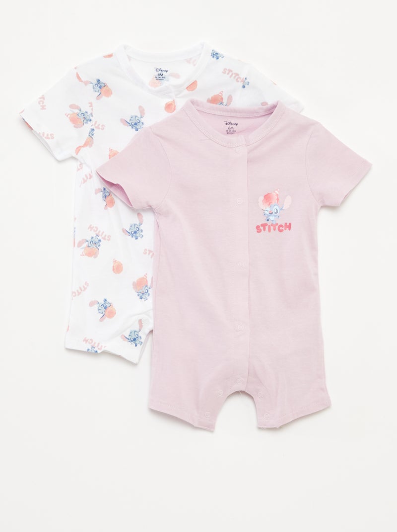 Lot de 2 barboteuses à manches courtes 'Disney' Rose - Kiabi