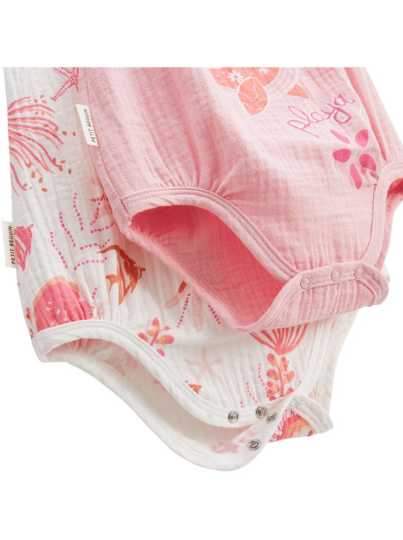 Lot de 2 barboteuses bloomer b?b? en gaze de coton Bahamas Rose - Kiabi
