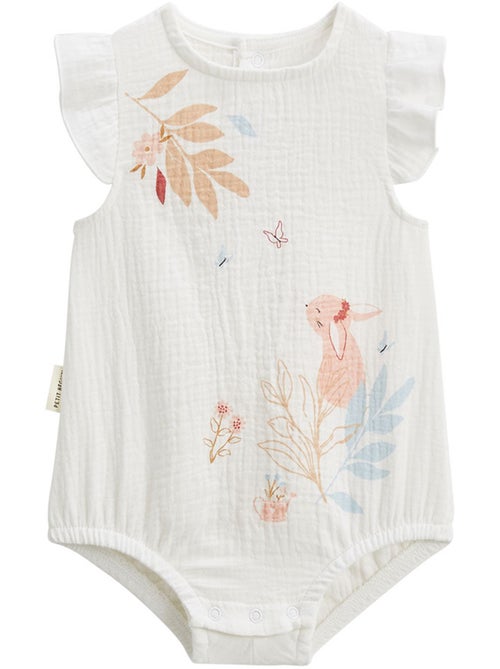 Lot de 2 barboteuses bloomer b?b? en gaze de coton Praline - Kiabi