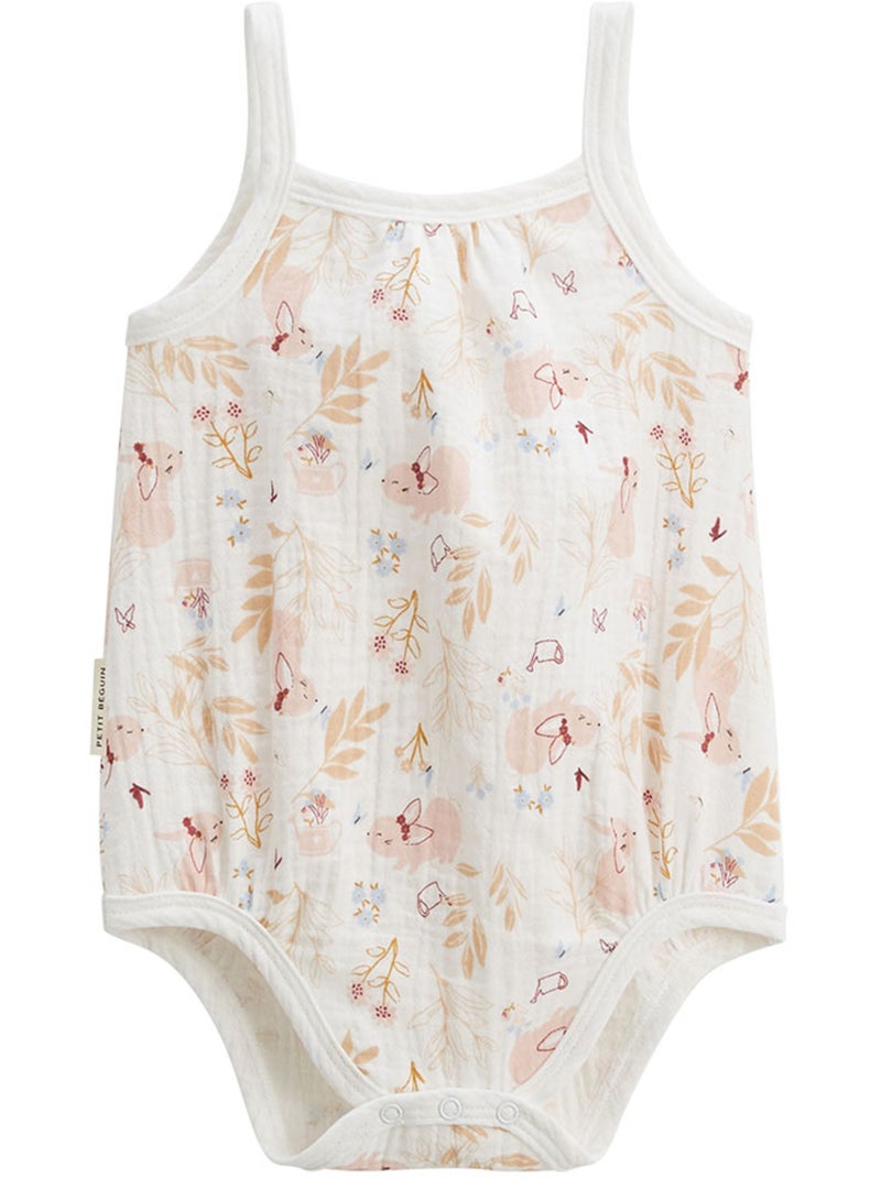 Lot de 2 barboteuses bloomer b?b? en gaze de coton Praline Ecru - Kiabi
