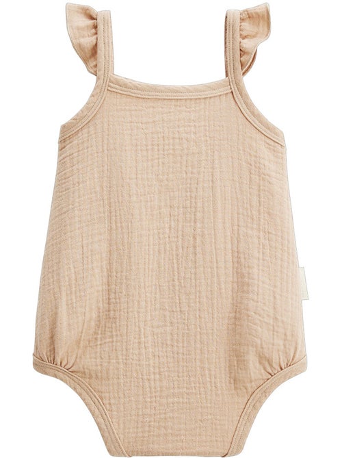 Lot de 2 barboteuses bloomer b?b? en gaze de coton Praline - Kiabi