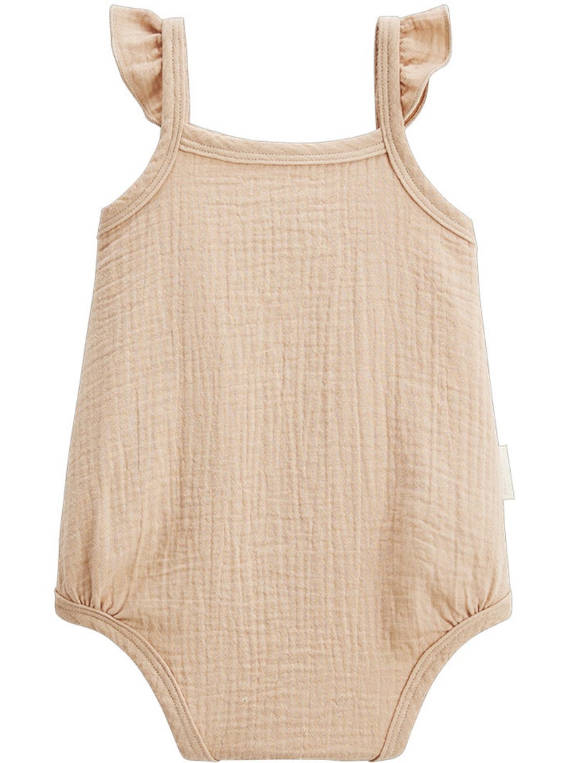 Lot de 2 barboteuses bloomer b?b? en gaze de coton Praline Ecru - Kiabi