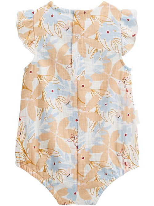 Lot de 2 barboteuses bloomer bébé en gaze de coton Praline - Kiabi Lot de 2 barboteuses bloomer bébé en gaze de coton Praline - Kiabi