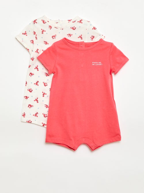 Lot de 2 barboteuses courtes en jersey - Kiabi