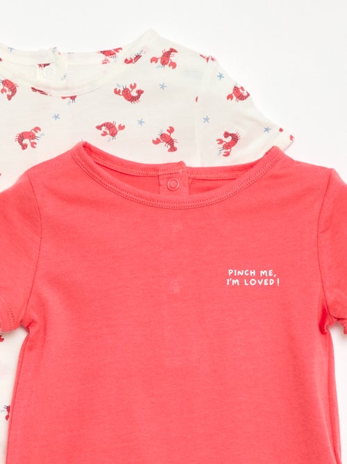 Lot de 2 barboteuses courtes en jersey - Kiabi