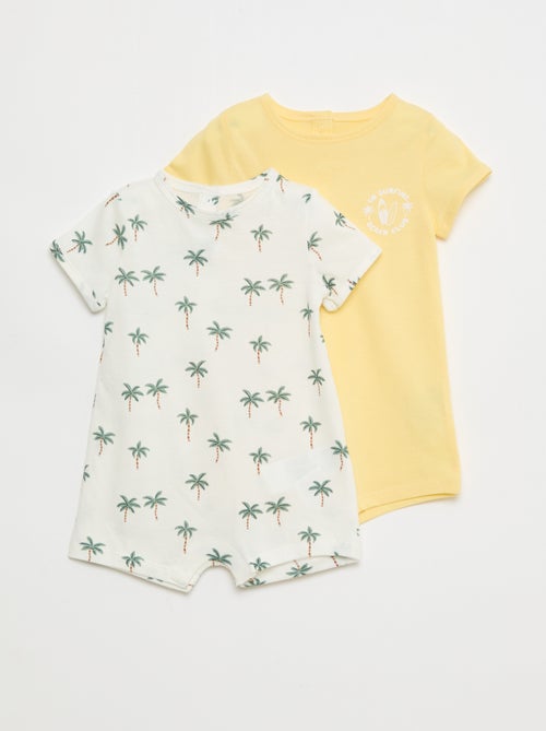 Lot de 2 barboteuses courtes en jersey - Kiabi