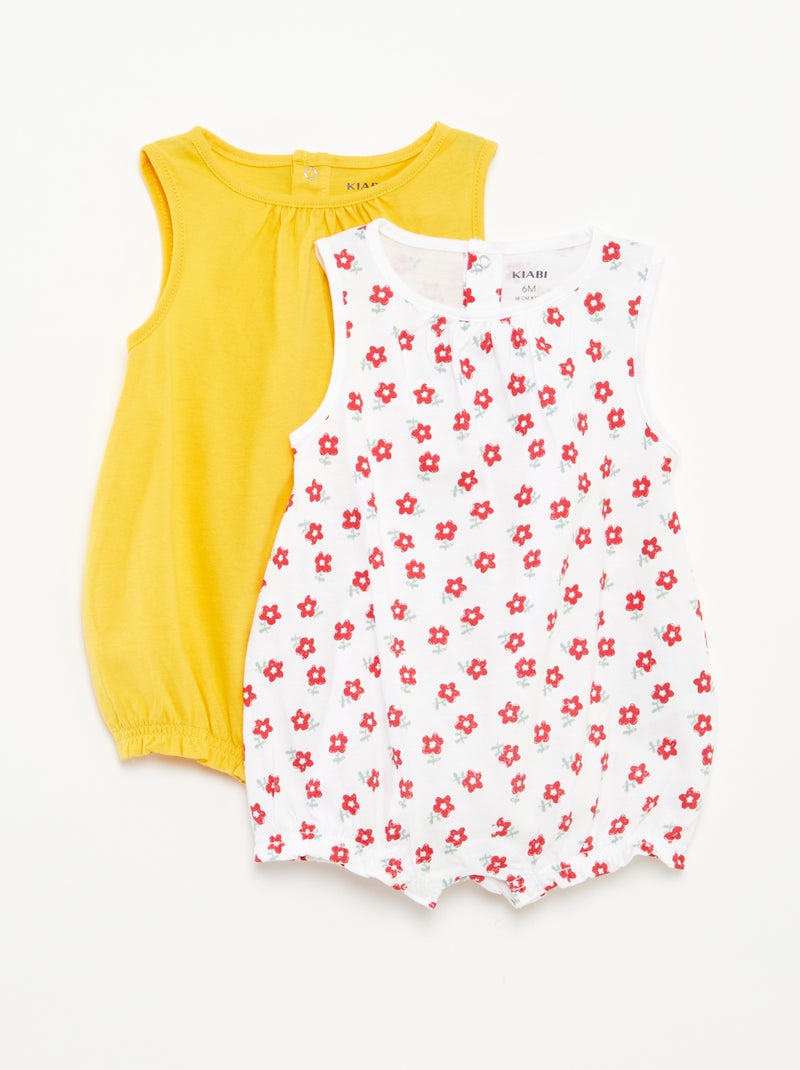 Lot de 2 barboteuses sans manches JAUNE - Kiabi