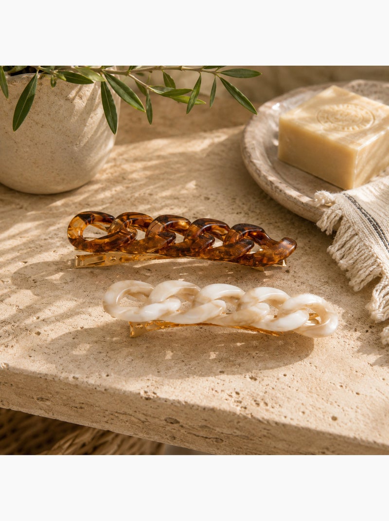 Lot de 2 barrettes cheveux à grands maillons Champagne - Kiabi