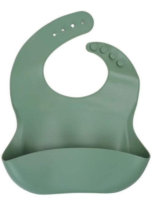Lot de 2 bavoirs - thermobaby - silicone - vert cactus et gris - etanches et réglables - Kiabi