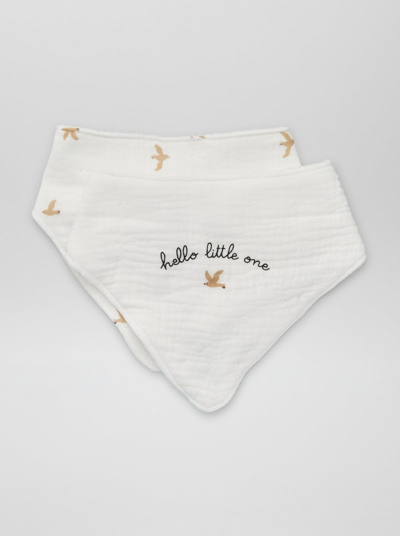 Lot de 2 bavoirs bandana Blanc - Kiabi