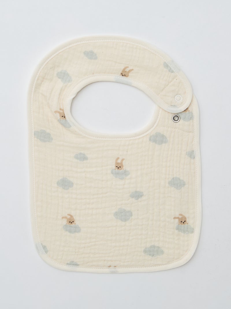 Lot de 2 bavoirs en gaze de coton doublure en éponge Blanc - Kiabi