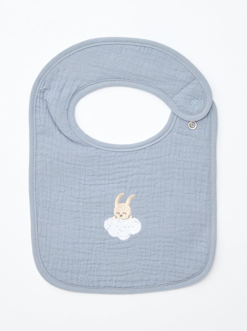 Lot de 2 bavoirs en gaze de coton doublure en éponge Blanc - Kiabi