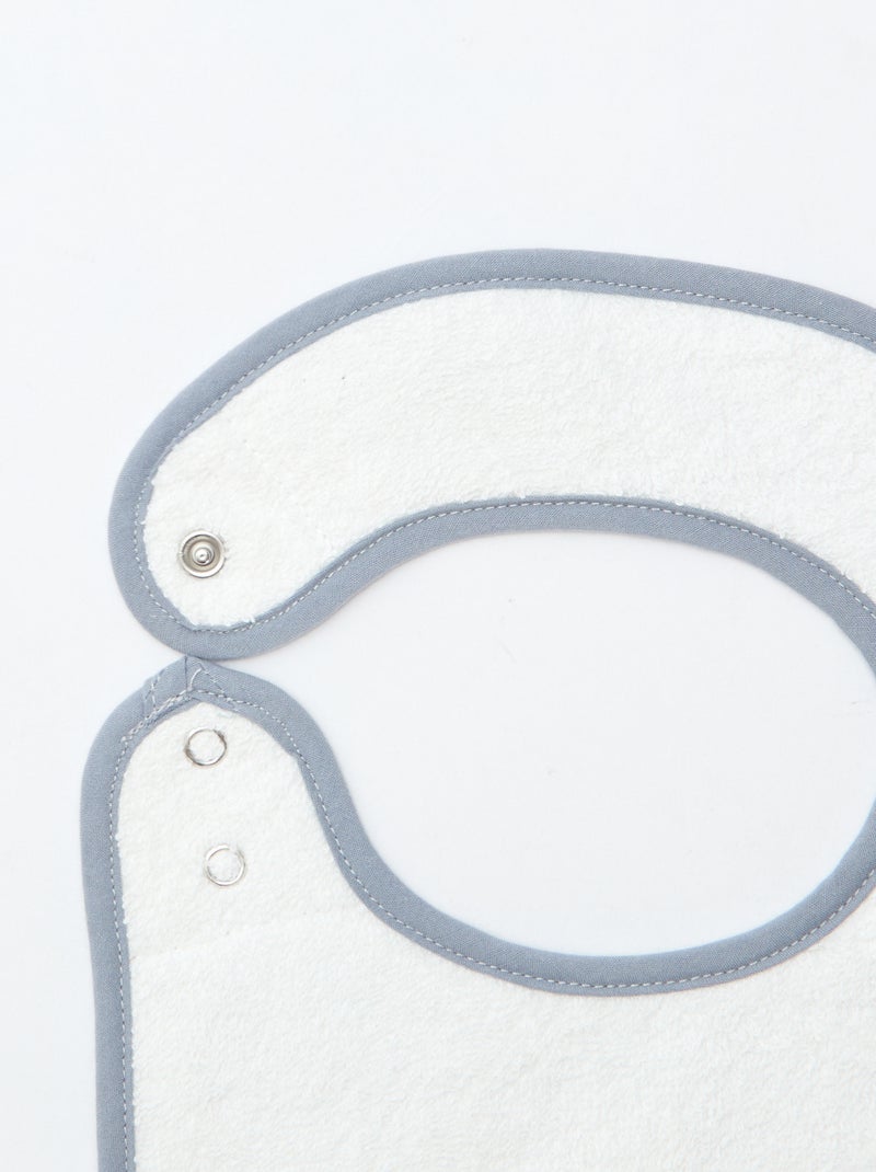 Lot de 2 bavoirs en gaze de coton doublure en éponge Blanc - Kiabi