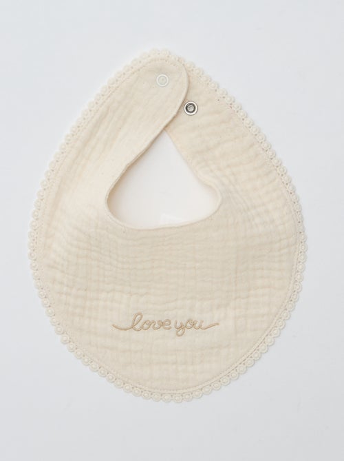 Lot de 2 bavoirs en lange avec broderie anglaise - Kiabi