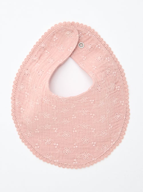 Lot de 2 bavoirs en lange avec broderie anglaise - Kiabi