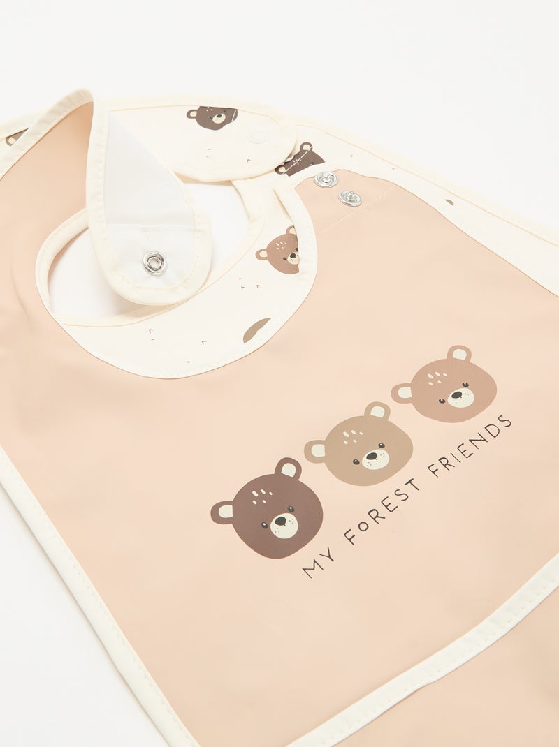 Lot de 2 bavoirs imperméables avec imprimé Beige - Kiabi