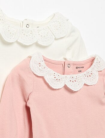 Lot de 2 bodies avec col en broderie anglaise