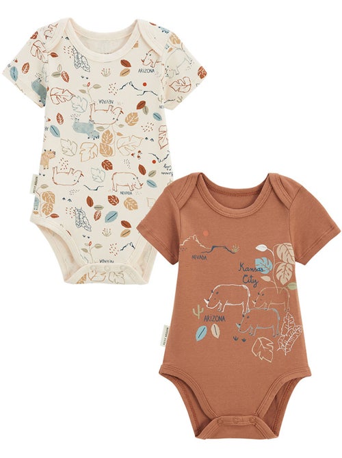 Lot de 2 bodies bébé manches courtes kansas city - Kiabi