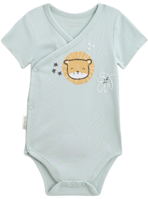 Lot de 2 bodies bébé manches courtes ouverture croisée elio - Kiabi
