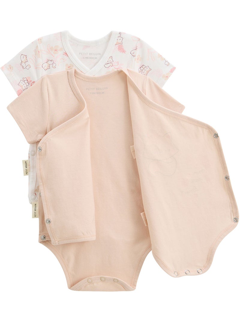 Lot de 2 bodies bébé manches courtes ouverture croisée louison Rose - Kiabi