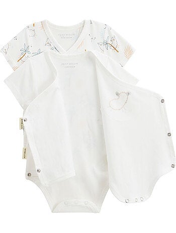 Lot de 2 bodies bébé manches courtes ouverture croisée noisette