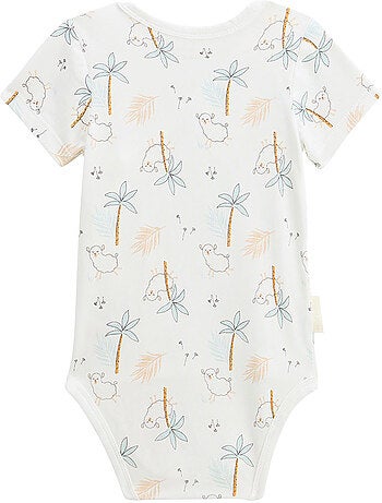 Lot de 2 bodies bébé manches courtes ouverture croisée noisette